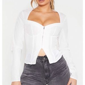 PrettyLittleThing Zip Front Corset Top